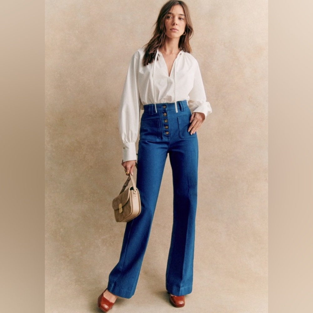 Sezane Blue Flare & Wide Leg Jeans